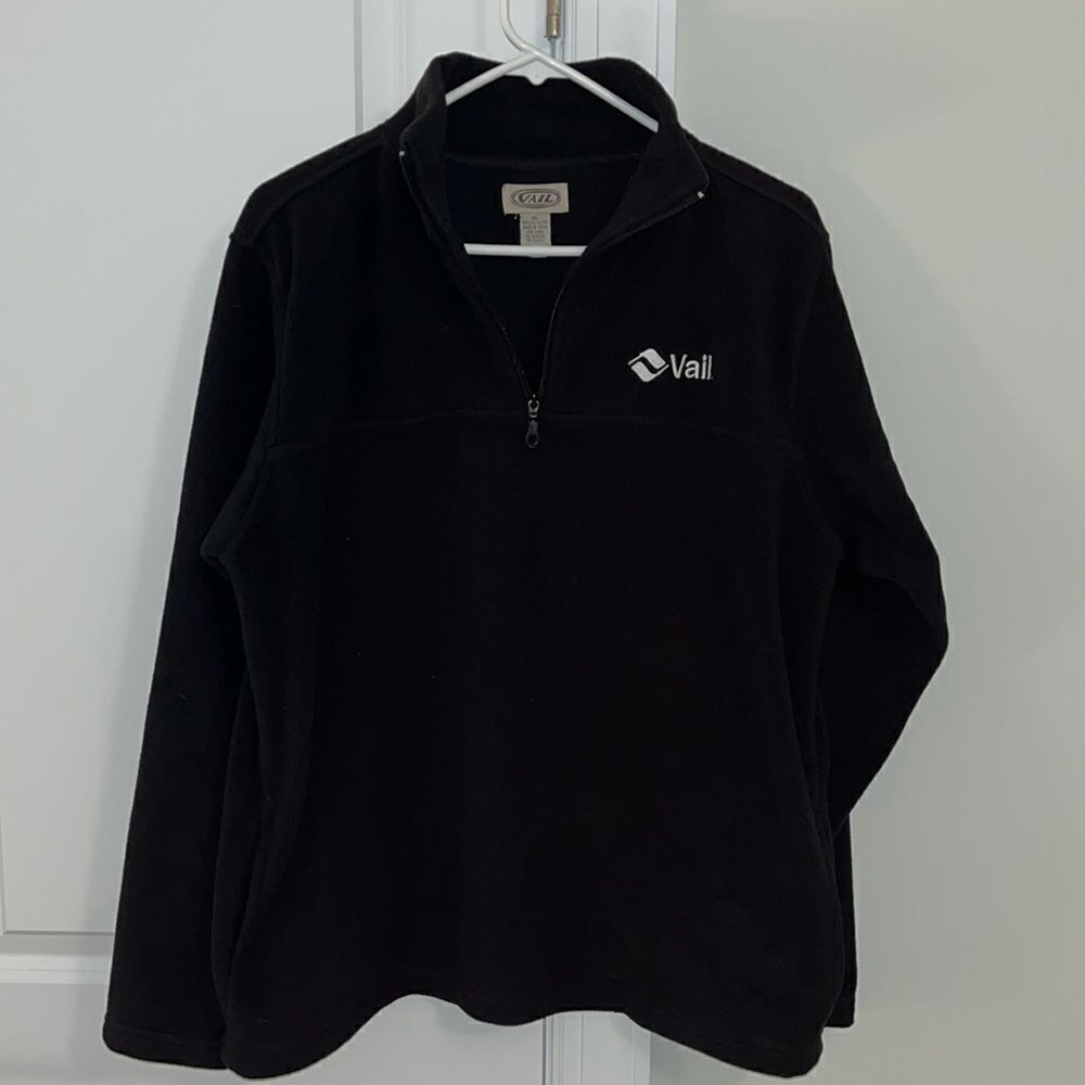 Vintage Vail Colorado T neck Fleece Black Sweatshirt sweater w/pockets jacket